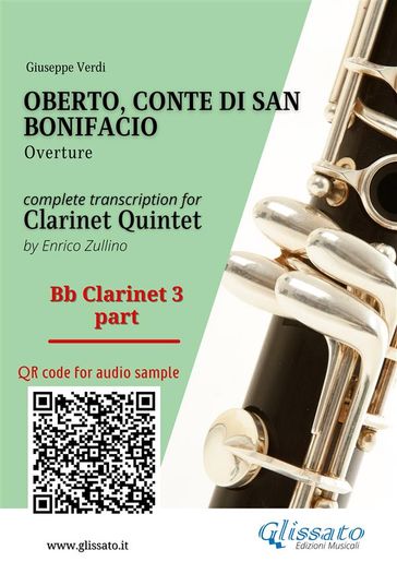 Bb Clarinet 3 part of "Oberto" for Clarinet Quintet - Giuseppe Verdi - a cura di Enrico Zullino