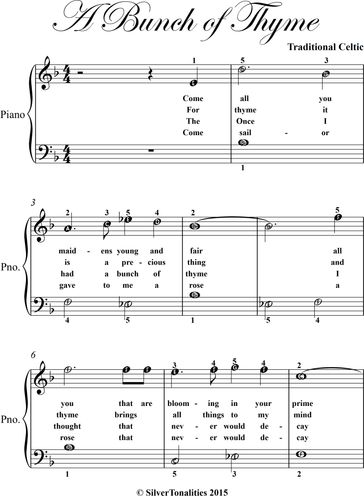 A Bunch of Thyme Easiest Piano Sheet Music - Traditional Irish Folk Songs