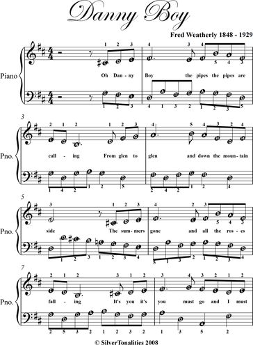 Danny Boy Easy Piano Sheet Music - Traditional Irish Folk Song