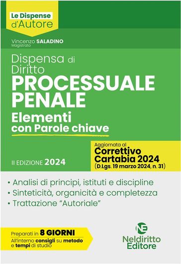 Dispensa di Diritto Processuale Penale 2024 - Vincenzo Saladino