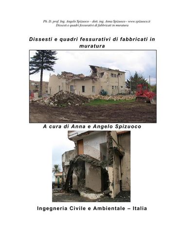 Dissesti e quadri fessurativi di fabbricati in muratura - Ph. D. prof. ing. Angelo Spizuoco - dott. ing. Anna Spizuoco