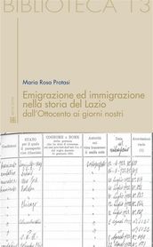 Emigrazione ed immigrazione nella storia del Lazio dall Ottocento ai giorni nostri