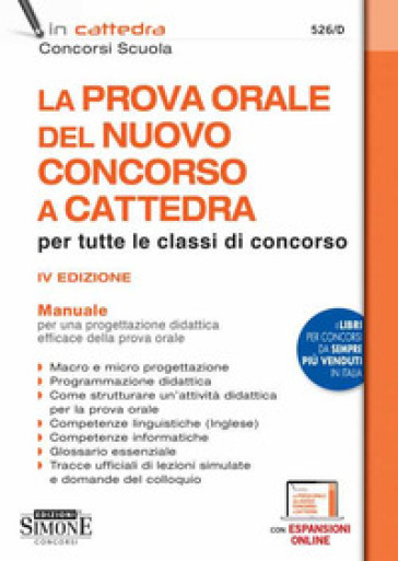 La prova orale del nuovo concorso a cattedra. Con espansioni online