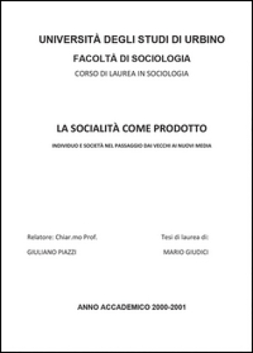 La socialità come prodotto - Mario Giudici